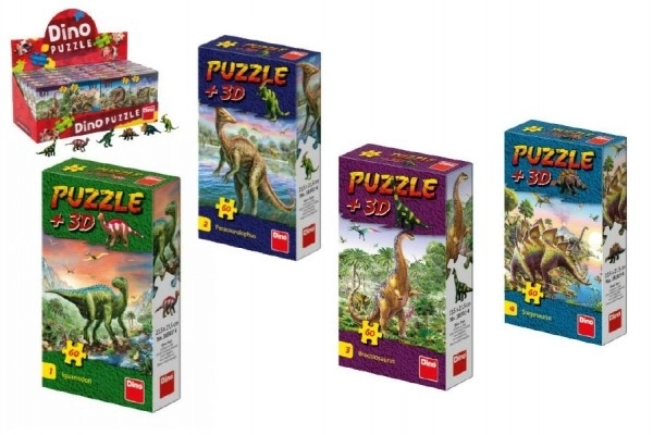 Puzzle Dinosauři 23,5 x 21,5 cm 60 dílků + figurka v krabičce