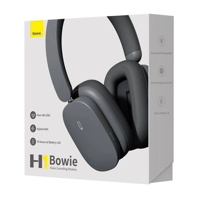 Bezdrátová sluchátka Baseus Bowie H1 Bluetooth 5.2, ANC (šedá)