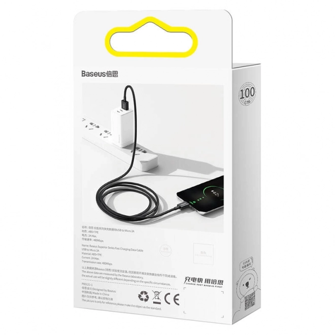 Kabel Baseus Superior Series USB na micro USB, 2A, 2 m (černý)