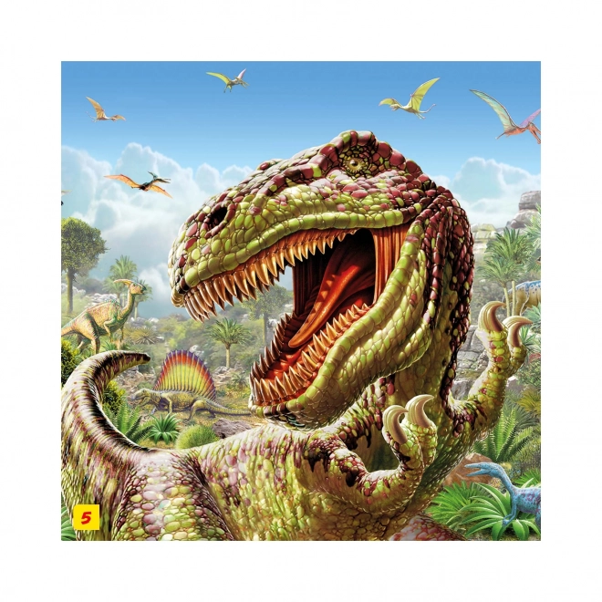 Puzzle Dinosauři 23,5 x 21,5 cm 60 dílků + figurka v krabičce