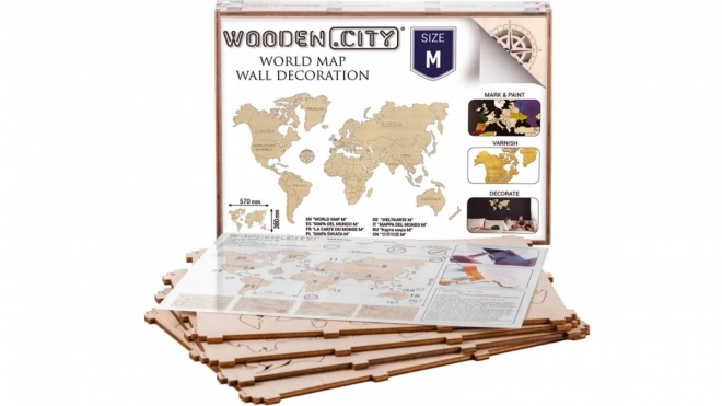 Wooden City Dřevěná mapa světa velikost M (57x38cm)