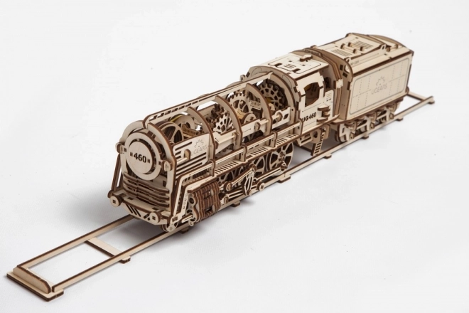 Ugears 3D dřevěné mechanické puzzle Parní lokomotiva 4-6-0 s tendrem