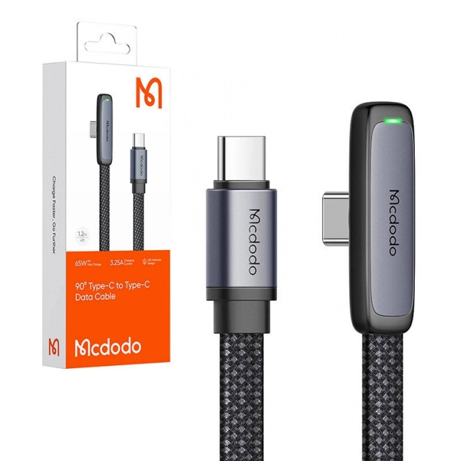 Úhlový kabel Mcdodo CA-3360 z USB-C na USB-C, 65 W, 1,2 m (černý)