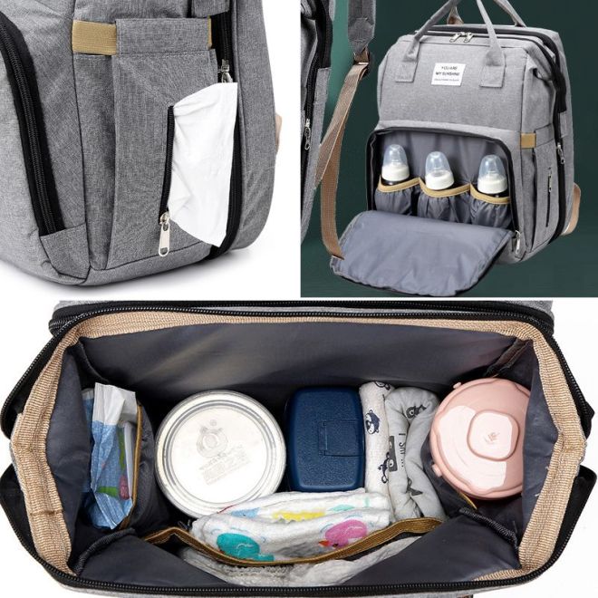 Velký multifunkční batoh / taška pro maminku s funkcí spaní - černá