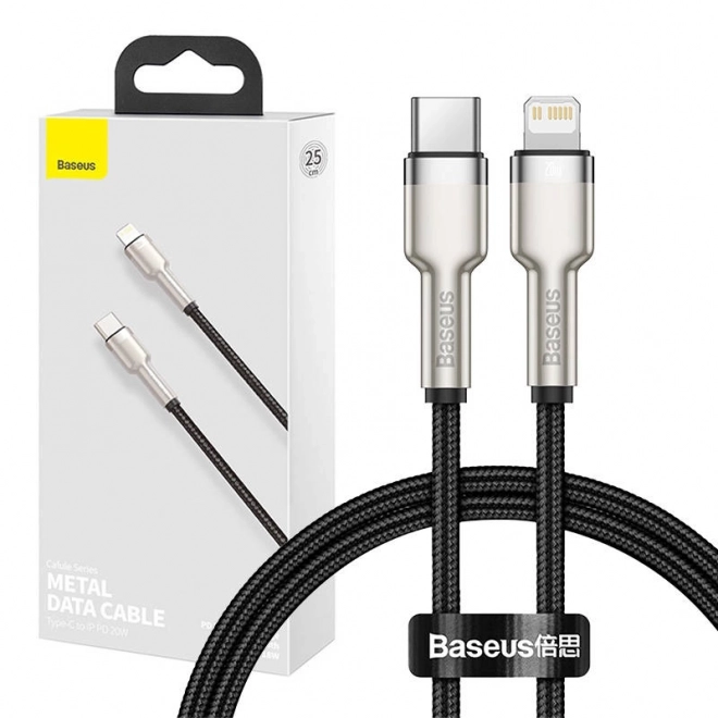 Kabel USB-C pro Lightning Baseus Cafule, PD, 20W, 0,25m (černý)