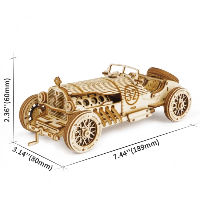 Závodní auto U-9 Grand Prix - 3D dřevěná stavebnice