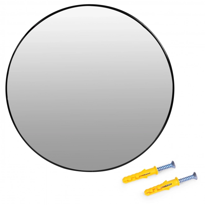 Kulaté nástěnné zrcadlo s černým hliníkovým rámem 90 cm