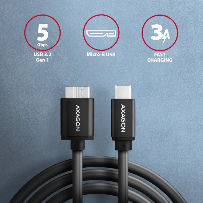 BUMM3-CM10AB Kabel USB Micro-B, USB-C 3.2 Gen 1, 1m, 3A, ALU, PVC černý