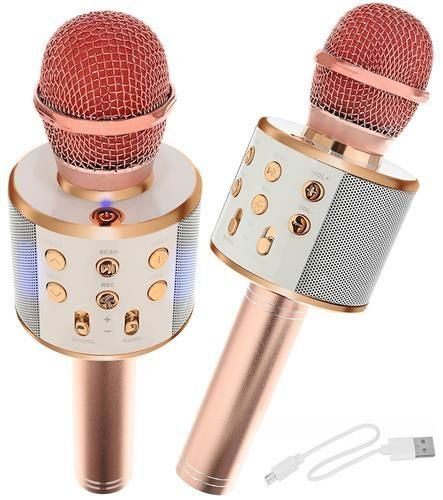 Bezdrátový karaoke mikrofon s reproduktorem – Růžový