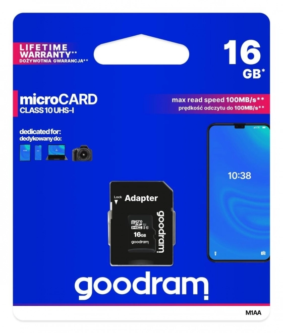 Paměťová karta Goodram microSD 16GB (M1AA-0160R12)