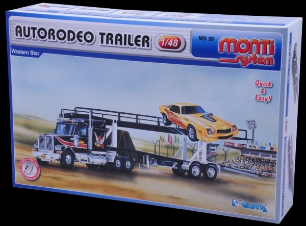 Stavebnice Monti System MS 39 Autorodeo Trailer Western star 1:48 v krabici 32x20x7,5cm