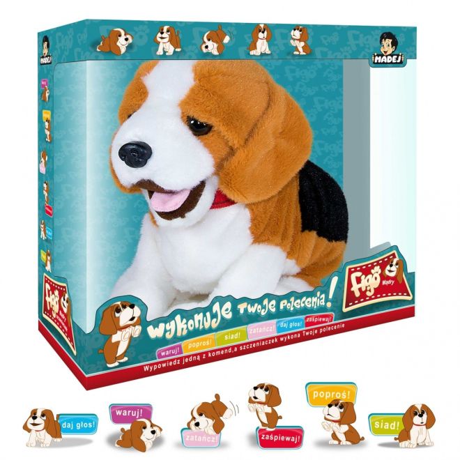 Figo interaktivní maskot pes Beagle reagující na povely