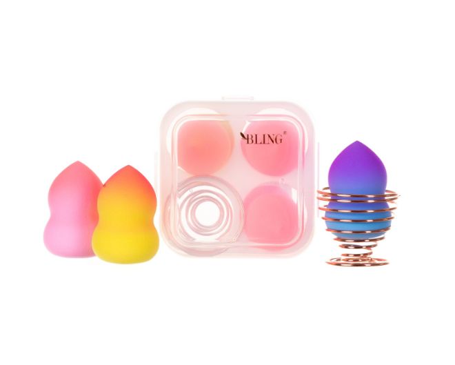 Beauty Blender Box Ombre - sada houbiček na make-up 3ks + stojánek na houbičky BLING, typ III