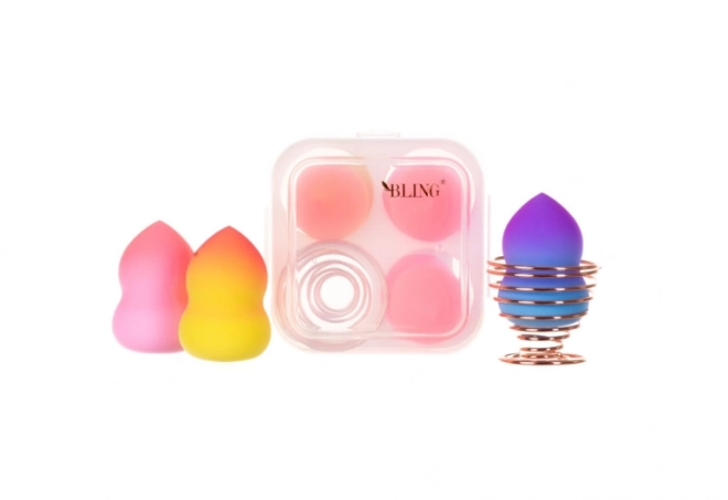 Beauty Blender Box Ombre - sada houbiček na make-up 3ks + stojánek na houbičky BLING, typ III