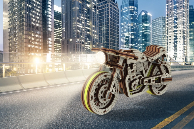 Dřevěné 3D puzzle - Motocykl Cafe Racer