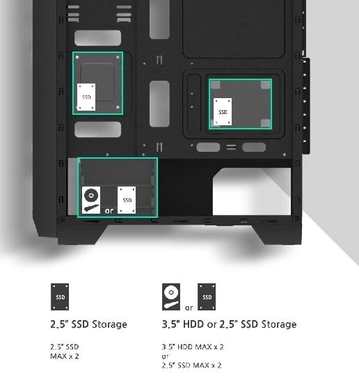 S2 TG ATX Mid Tower PC Case TG ventilátor x3