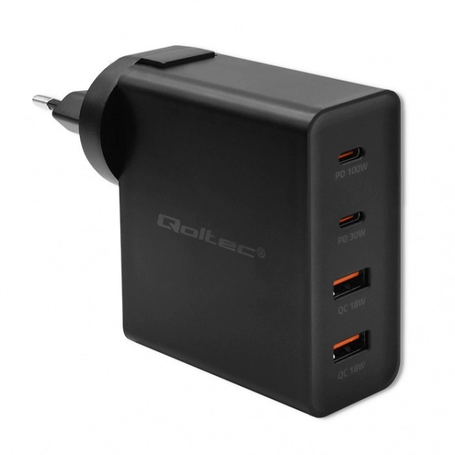 GaN Power Pro Charger | 2xUSB-C | 2xUSB | 130W | 5-20V | 1,5-5A| PD | Black