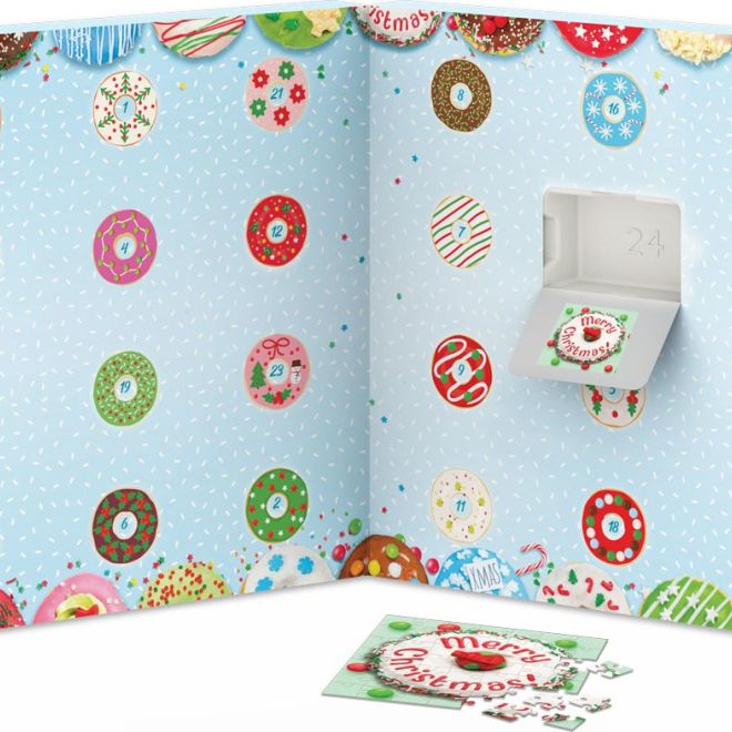 Adventní kalendář s puzzle Eurographics: Vánoční donuty - 24 x 50 dílků
