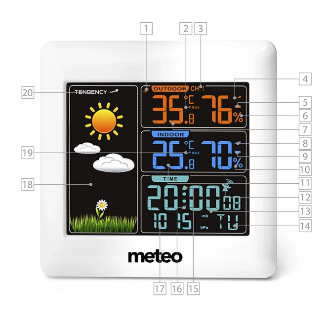 Meteorologická stanice s DCF a zobrazením počasí + senzor SP93