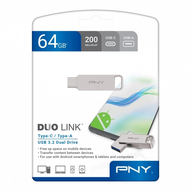 64GB flash disk USB 3.2 Duo-Link P-FDI64GDULINKTYC-GE