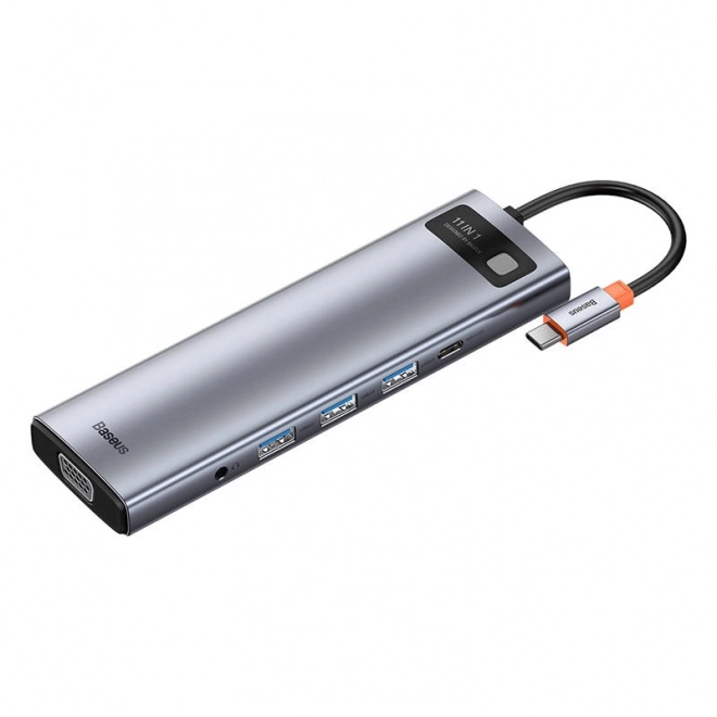 Rozbočovač 11v1 Baseus Metal Gleam Series, USB-C na 3x USB 3.0 + 2x HDMI + USB-C PD + Ethernet RJ45 + microSD/SD + VGA + AUX