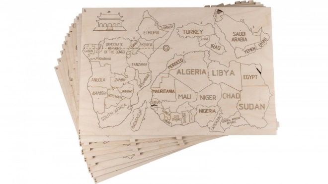 Wooden City Dřevěná mapa světa velikost XL (120x80cm)