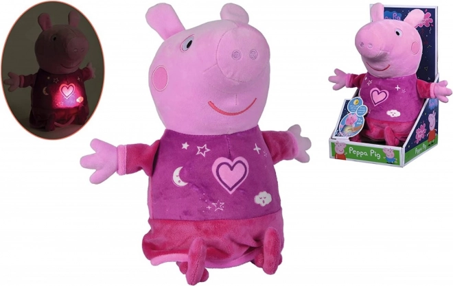 Peppa Pig 2v1 plyšový usínáček, hrající + světlo, růžový, 25 cm