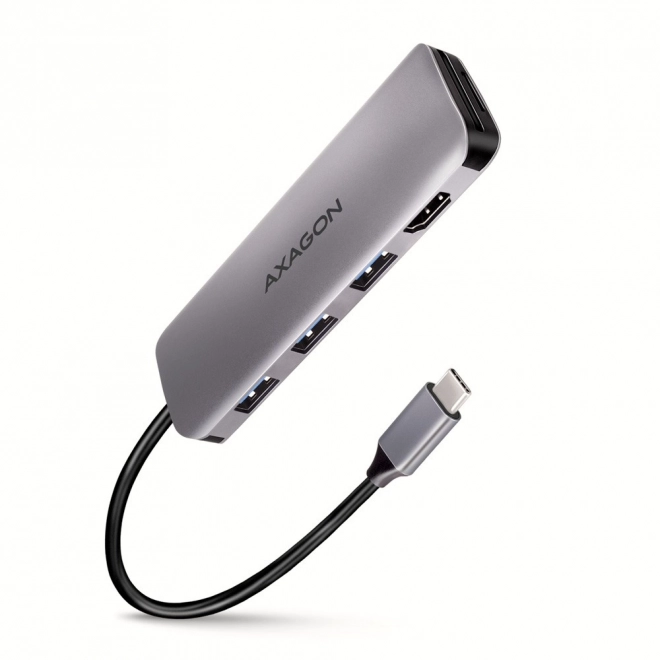 HMC-HCR3A Víceportový rozbočovač 3x USB-A + HDMI + SD/microSD, USB-C 3.2 Gen1, 20cm kabel USB-C