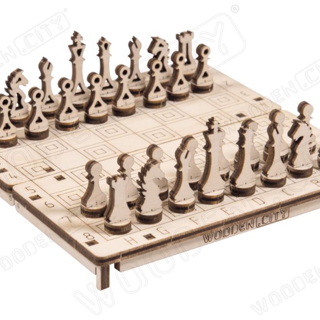Wooden City 3D puzzle hra Šachy a Dáma 2v1