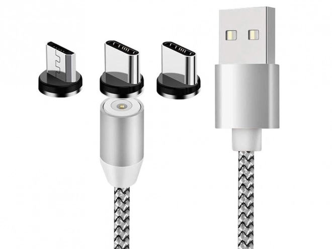 Magnetický nabíjecí kabel 3v1 micro type-c usb lightning 1m