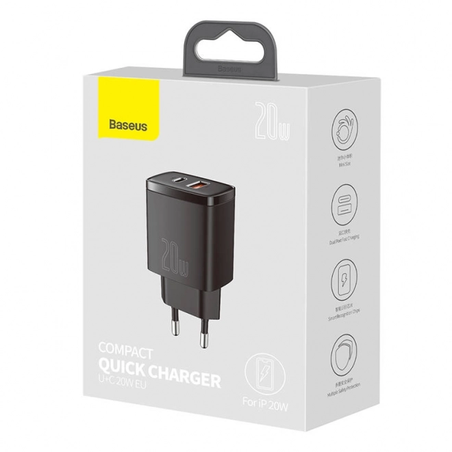 Kompaktní rychlonabíječka Baseus, USB, USB-C, 20W (černá)