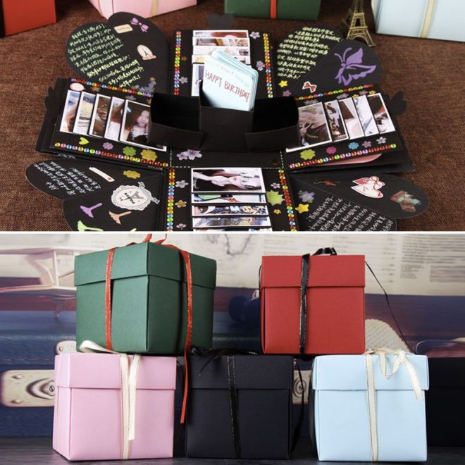 Krabice s fotografiemi pro dárek pro kutily - černá