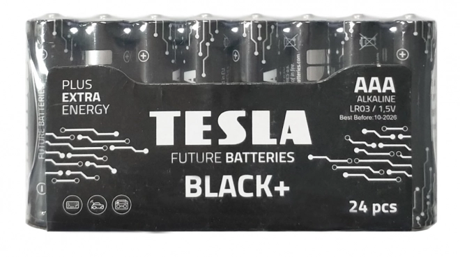 Alkalické baterie Tesla BLACK+ 1,5V AAA, 24 ks