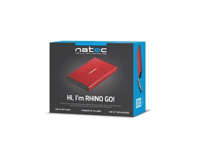 Rhino Go 2,5 USB 3.0 externí HDD/SSD SATA úložný box červený