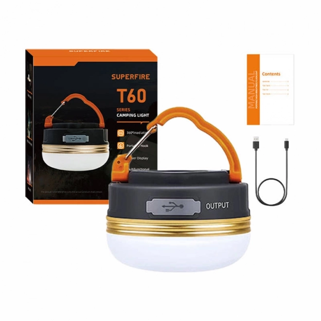 Kempingová lampa Superfire T60-A, 2,5 W