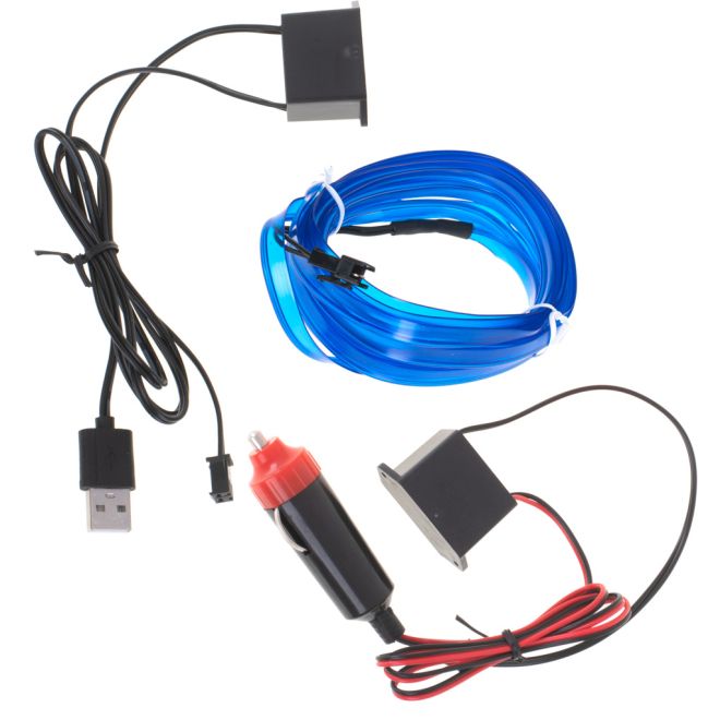 LED ambientní osvětlení do auta / auto USB / 12V páska 3m modrá