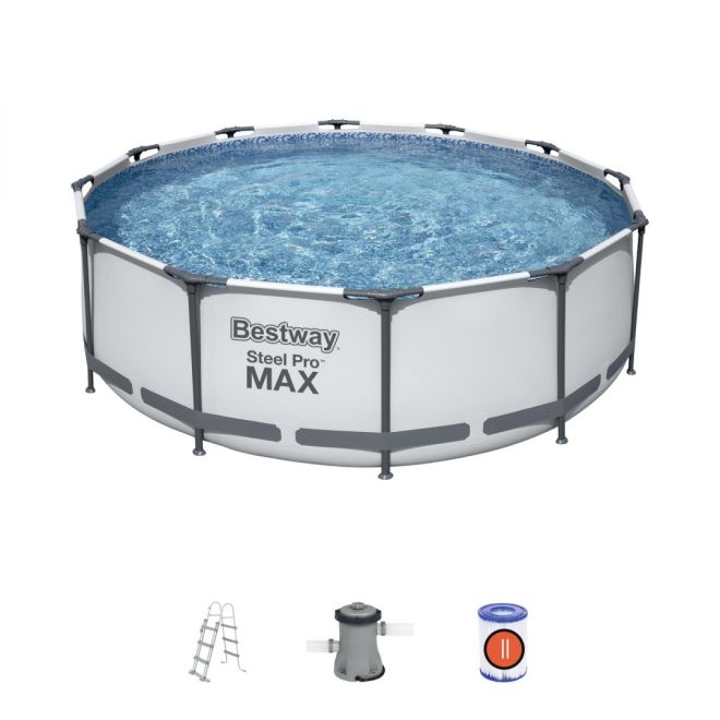 Steel Pro MAX 366x100 Grey 12FT BESTWAY 4v1 Rack Pool + čerpadlo + filtr + žebřík