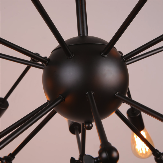 Moderní stropní svítidlo / lustr Reto spider - černé, 10-ramenné