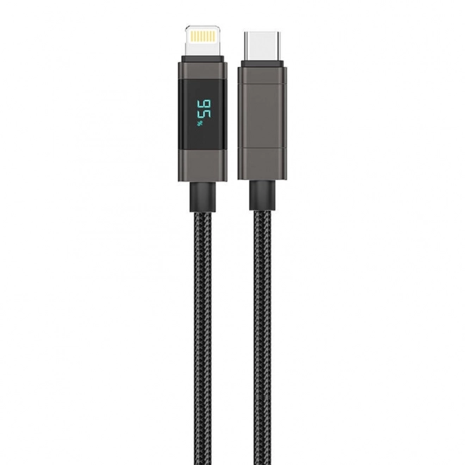 Foneng USB-C na Lightning kabel s displejem, 1.2m