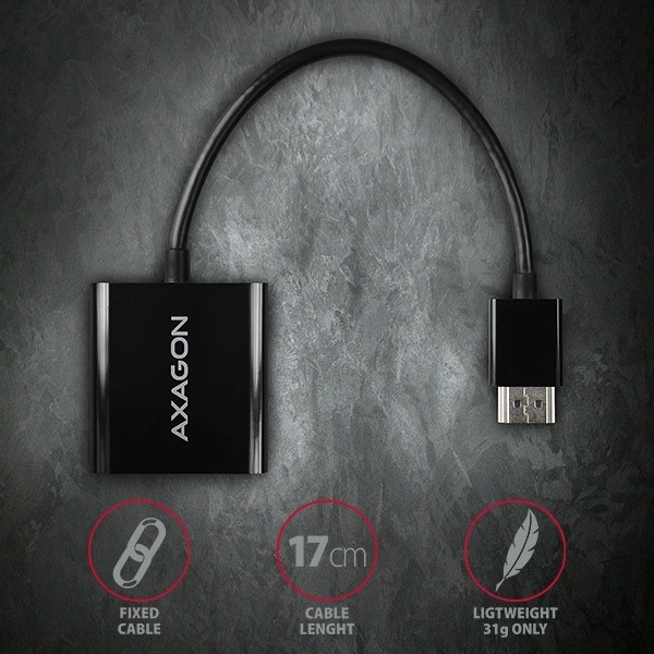 RVH-VGAN Aktivní adaptér HDMI -> VGA FullHD, audio výstup, napájecí konektor micro USB