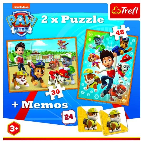 Puzzle 2v1 + pexeso Paw Patrol/Tlapková patrola 27,5x20,5cm v krabici 28x28x6cm