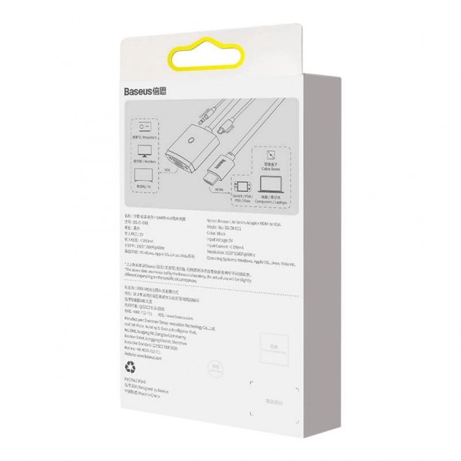 Adaptér HDMI na VGA se zvukem řady Baseus Lite (černý)