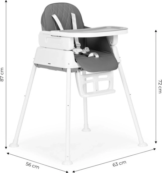 ECOTOYS skládací dětská židle na krmení 3 v 1 šedá