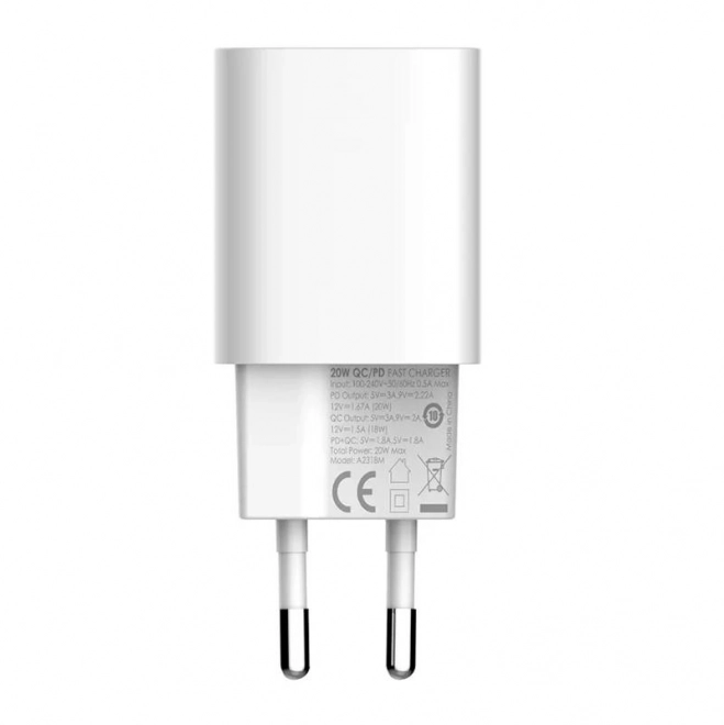 Nástěnná nabíječka MFi LDNIO A2318M, USB-C+USB, USB-C na Lightning 20W