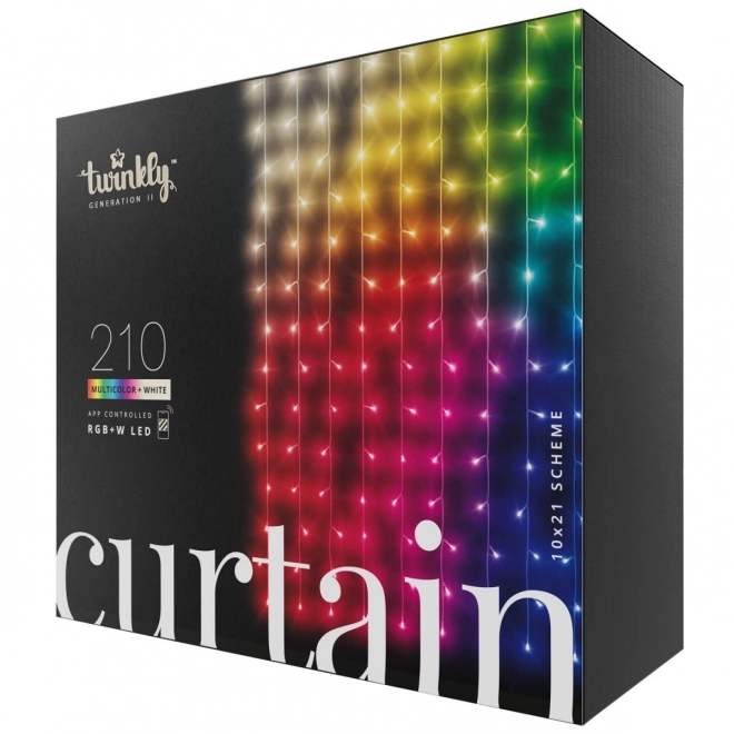 Inteligentní záclona 210 LED RGB+W 1,5/2,1 m, čirý kabel