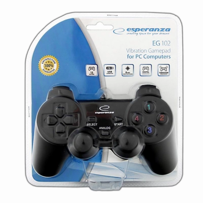 Drátový gamepad Esperanza EG102 černý