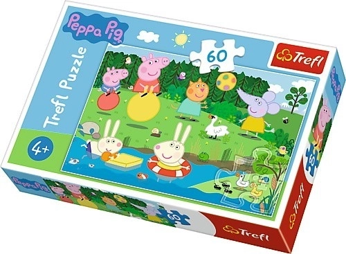 Puzzle Prasátko Peppa/Peppa Pig Prázdninová zábava 33x22cm 60 dílků v krabičce 21x14x4cm