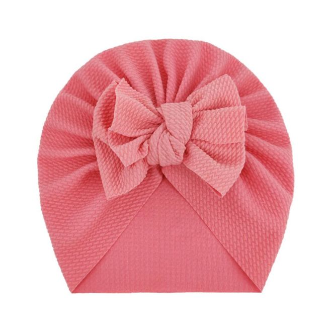 Dětský turban s mašlí, dívčí klobouk - růžový