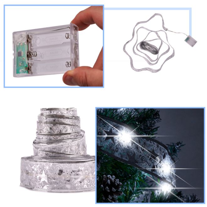 LED stuha 10m 100LED vánoční osvtlětlení vánoční / dekorace studená bílá na baterie