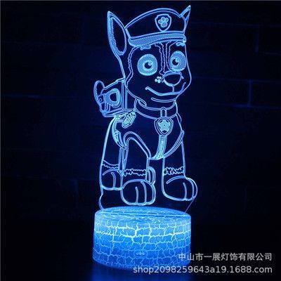 3D LED noční světlo "Pes" Hologram + dálkové ovládání